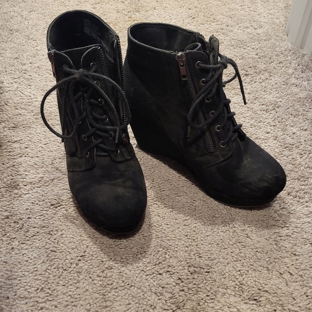 Black Lace-Up Ankle Boots